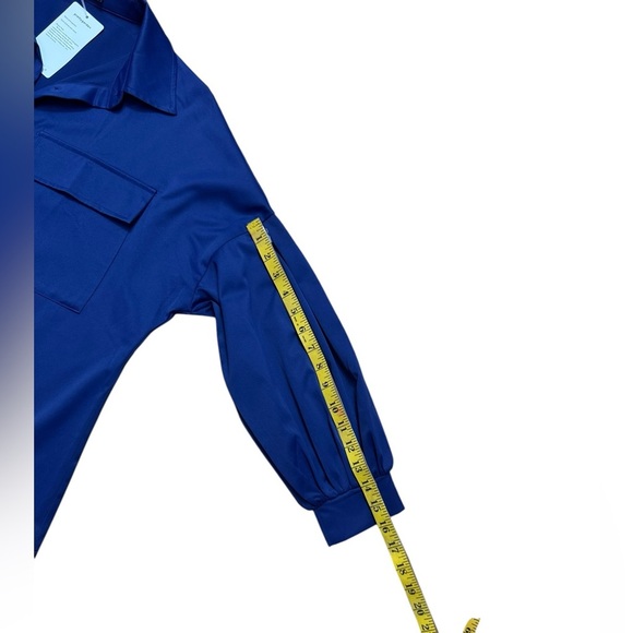 Prettygarden. Blue Midi Shirt Dress with Belt - Picture 10 of 10